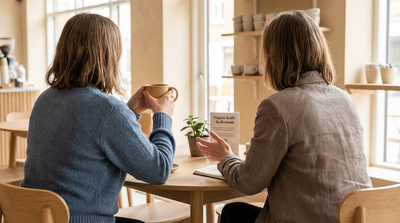 Vellykket kaffemøde. Synlighed og forberedelse af jobsamtalen via AI-drevet strategi.