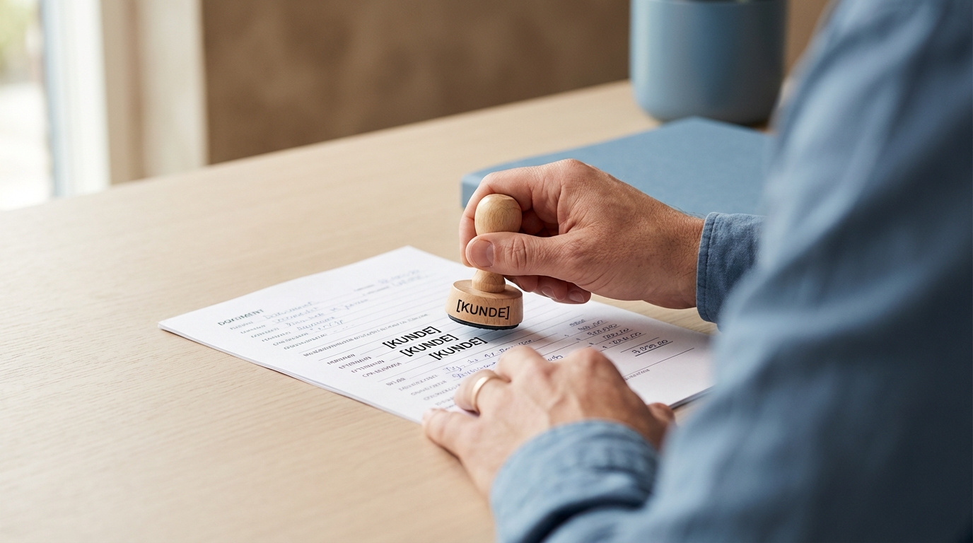 Hænder anonymiserer data med stempel, en praktisk del af AI og GDPR: Den ultimative tryghedsguide for danske arbejdspladser.