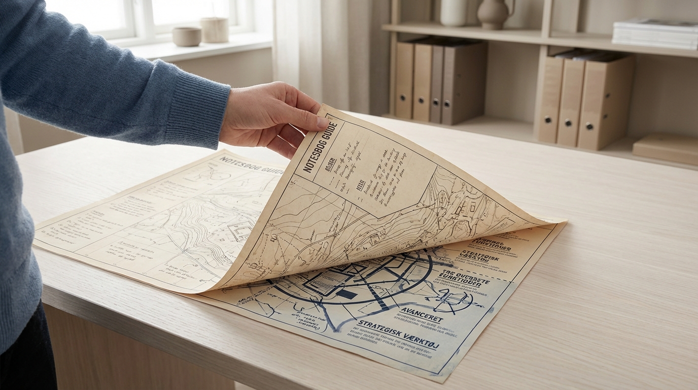 En hånd afslører skjulte detaljer på et kort, symboliserende de 