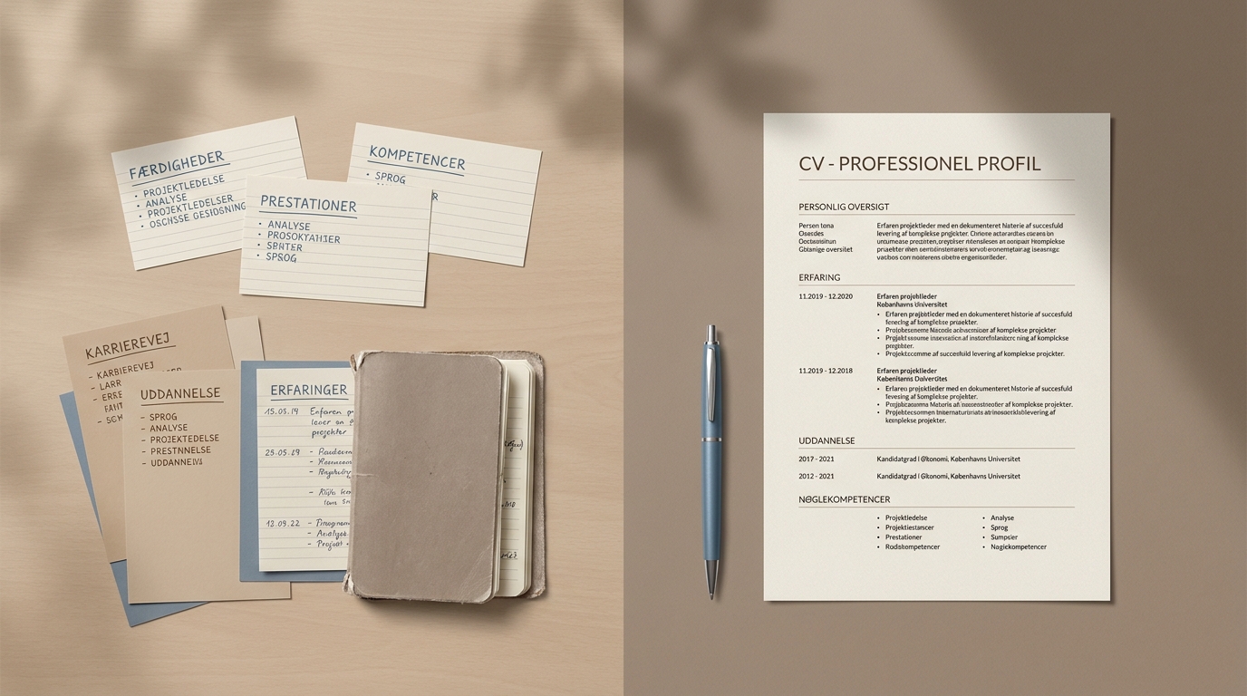 Organisering af rådata til et professionelt CV. Bliv fundet af din næste chef: Sådan bygger AI din profil.