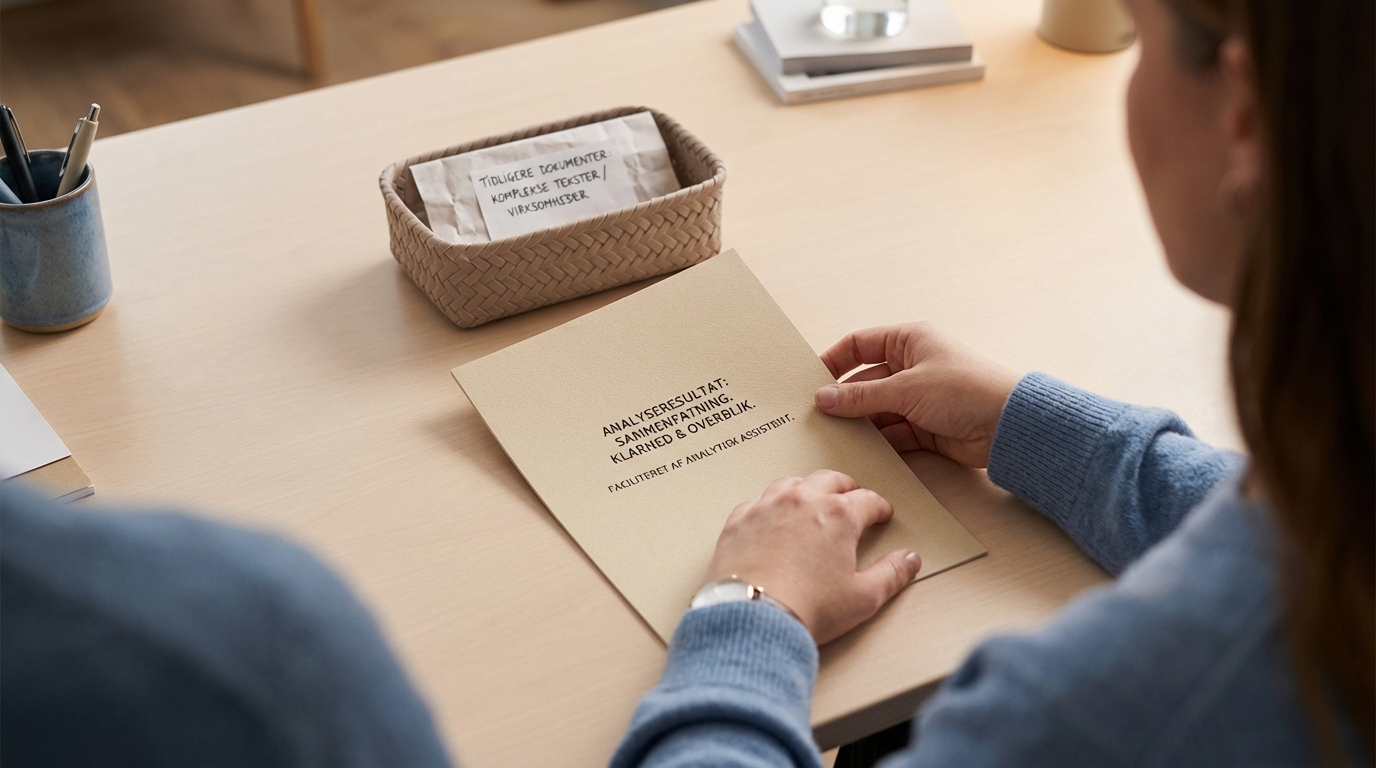 En medarbejder afslutter en opgave og nyder den effektivitet Claude AI bringer til virksomheder med komplekse tekster.