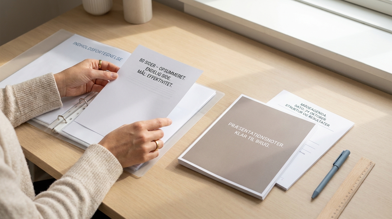 Praktiske anvendelser af Google Gemini: Færdige, overskuelige dokumenter og referater klart til brug.