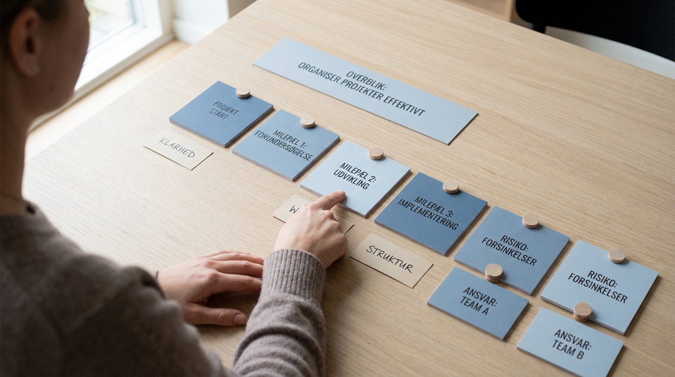 Fra mødekaos til struktur: Klart overblik over projekter via struktureret tidslinje efter effektive prompts.