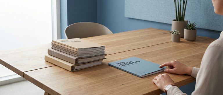 Afklaring og ro efter at have vurderet Gemini Advanced abonnementets værdi, med overskuelige dokumenter på skrivebordet.