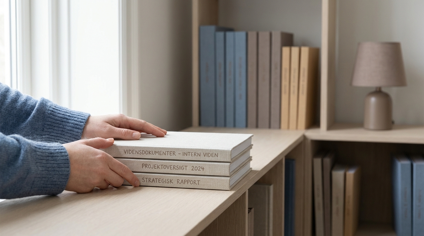 Person finder hurtigt svar i velorganiserede dokumenter, der viser hvad NotebookLM er og dets relevans for virksomheds videnshåndtering.