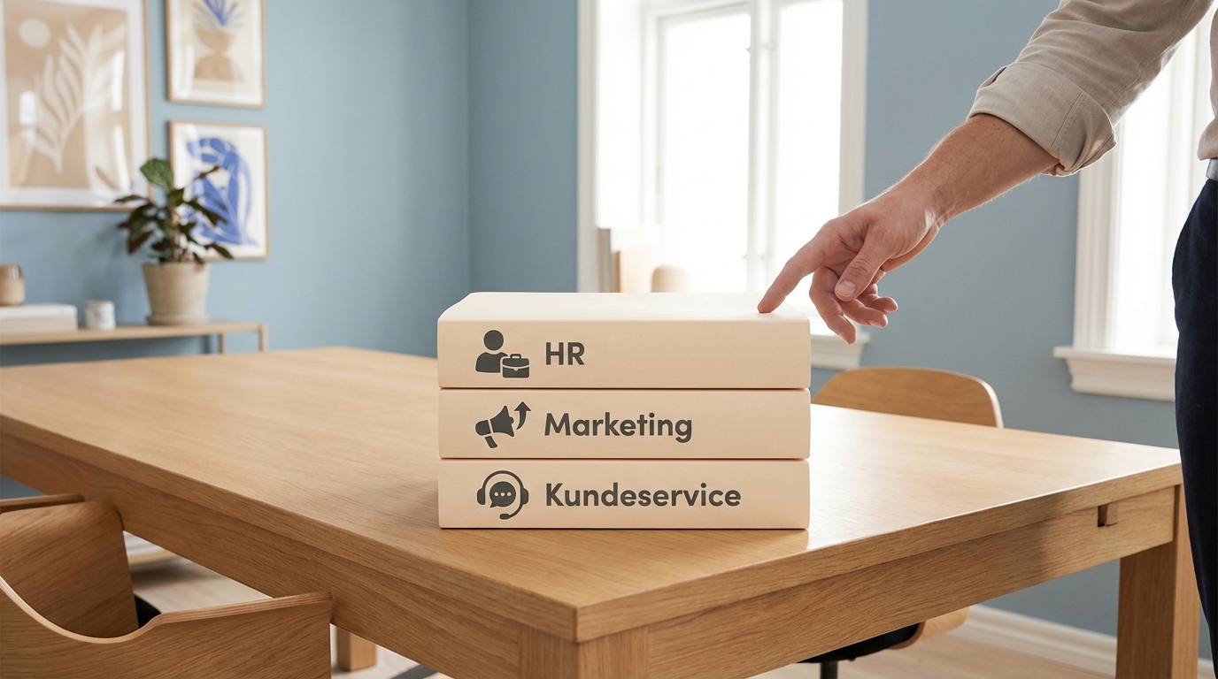 Organisering af HR, Marketing og Kundeservice-videoer viser skalerbar videoproduktion af professionelt indhold med AI-avatarer.