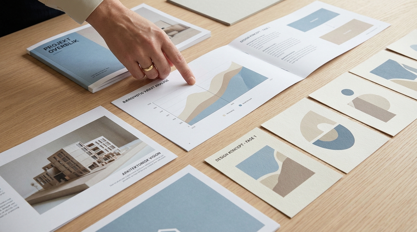 De tre fejl der ødelægger en AI-genereret portfolio: Kaotisk samling af visuelt flotte, men usammenhængende elementer.