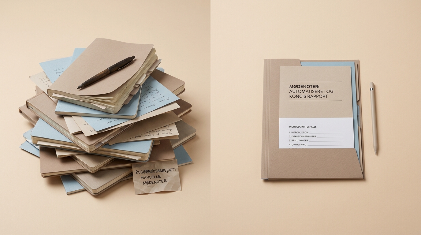 Slut med kedelige referater: Før AI var der bunker af mødenoter; nu et enkelt, automatisk referat.