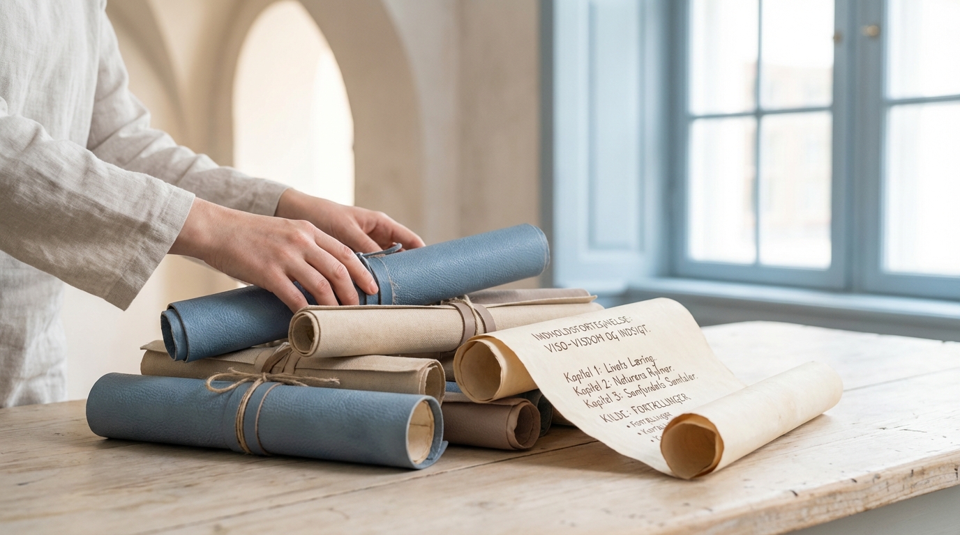 Hænder organiserer fysiske dokumenter fra 