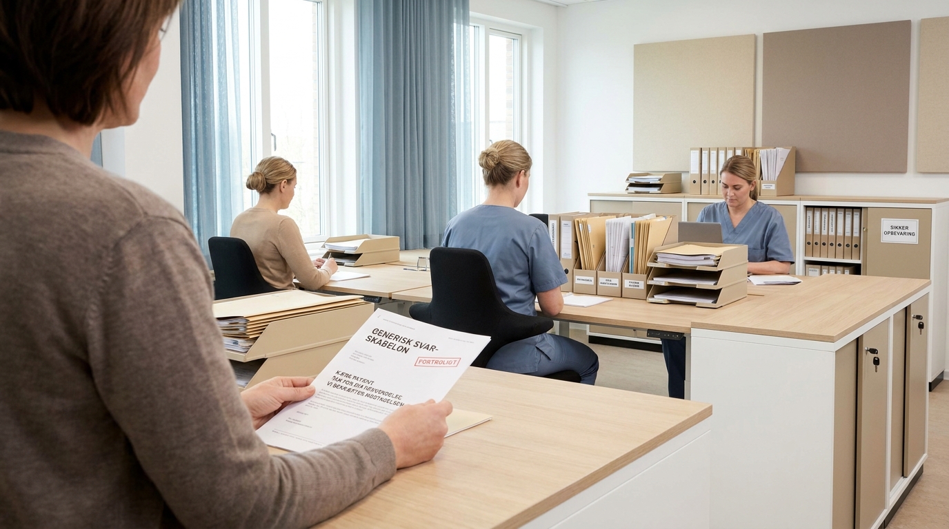 En tryg arbejdsgang: Team i sundhedssektoren gennemgår sikkert AI-genererede svar for patientdata.