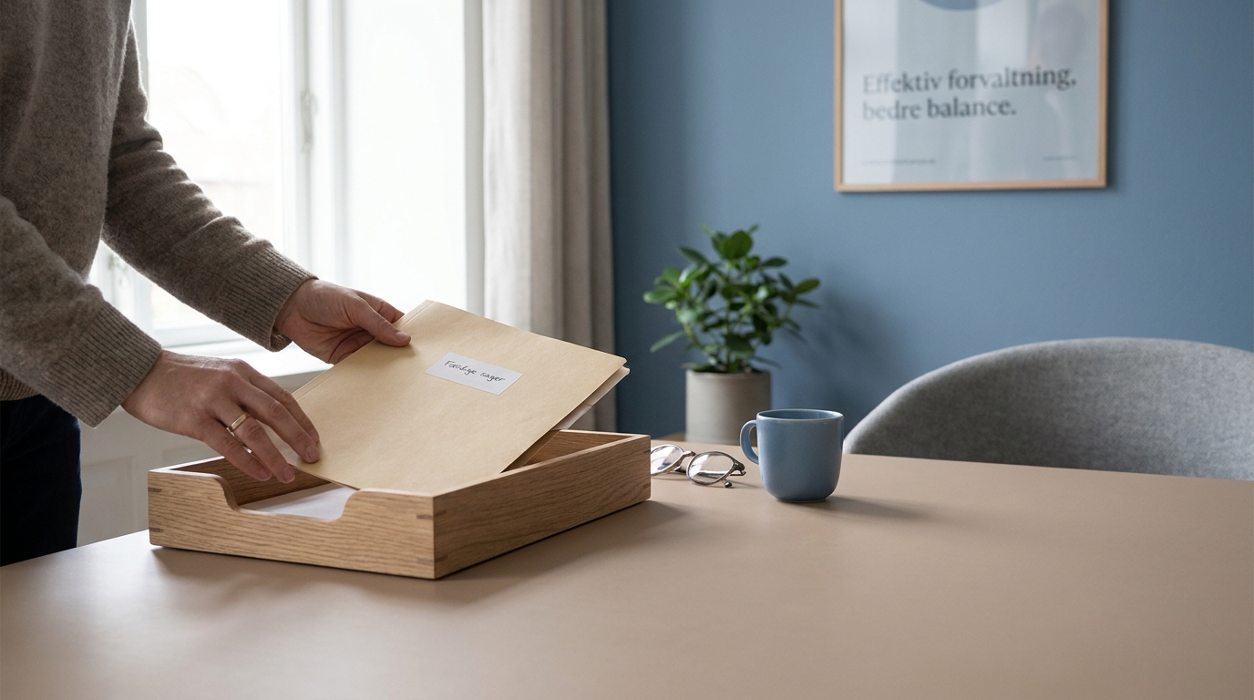 Ryddeligt skrivebord, symbol på mindre stress og mere overskud efter AI's forbedring af trivslen.