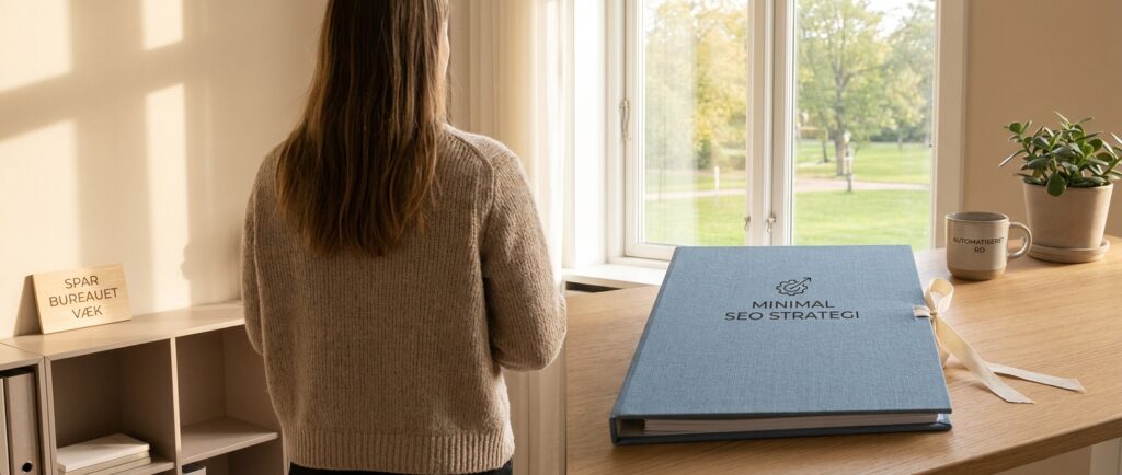 Serene kontor uden rod efter AI-automatisering af SEO. Spar bureauet væk, med den ultimative guide til effektivisering.