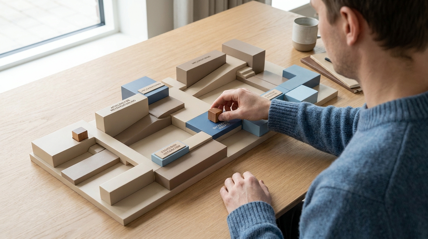 Mål din AI-succes: De bedste værktøjer og dashboards til at spore AI-adoption Person placerer markør på 3D-model, der symboliserer overblik og styring af AI-adoption og effektiv brug af værktøjer.