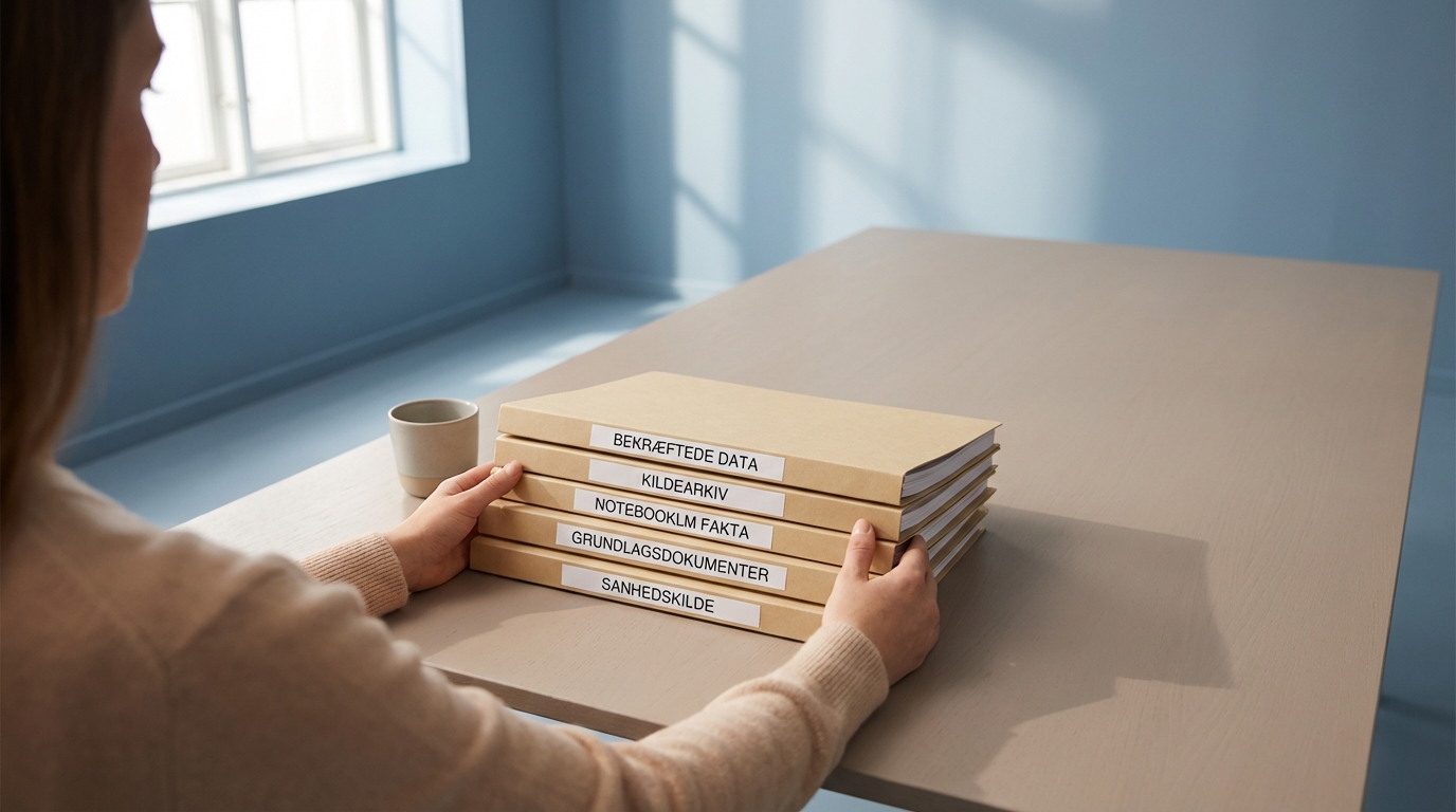 Det lukkede arkiv: Person tøjler information for en 'Source of Truth' med NotebookLM mod AI-løgne.