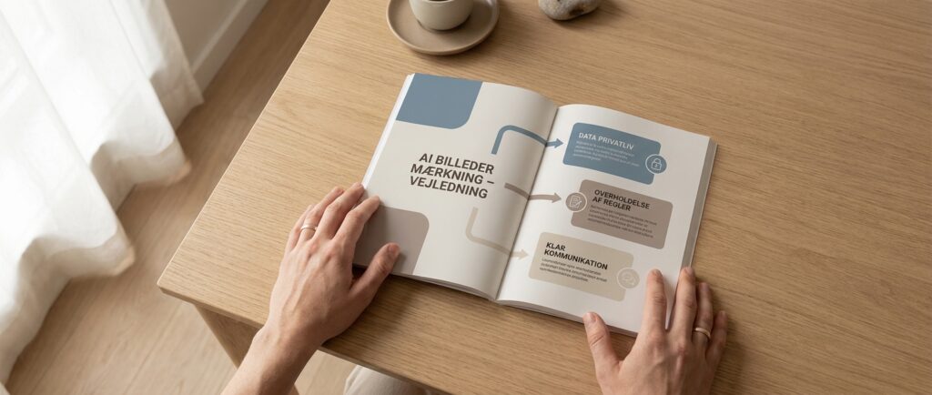 Hvornår er et billede AI-genereret nok til at skulle mærkes? Gråzonerne, gennemgået Hænder hviler trygt på en guide, der klarer gråzonerne for ai billeder mærkning og compliance.